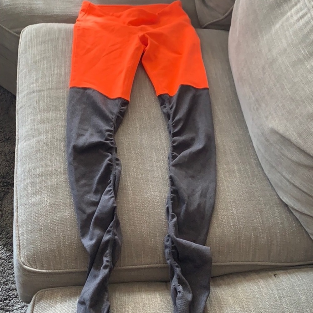 Alo Goddess Leggings Red And Grey